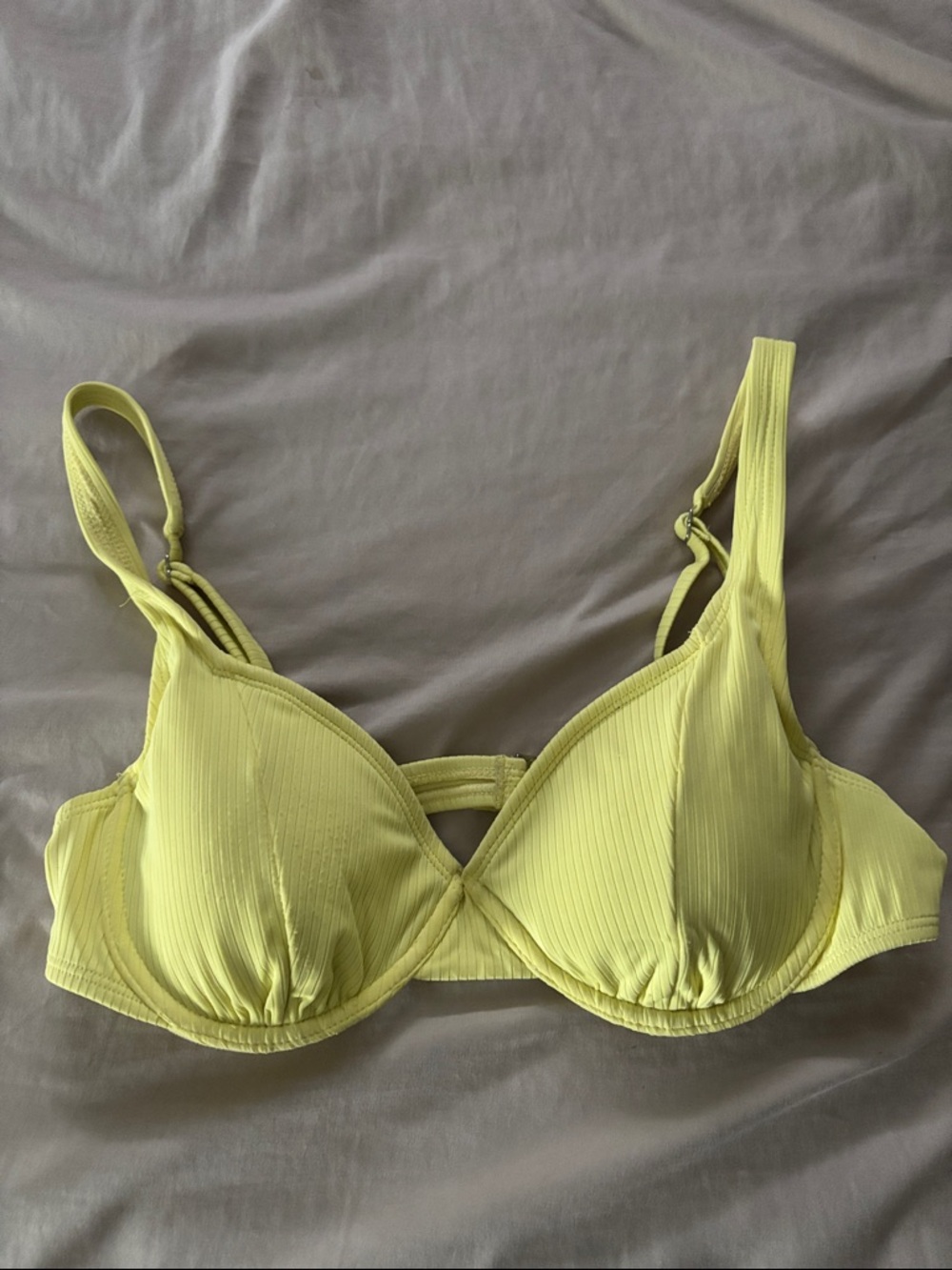 Xhilaration Lemon Yellow Ribbed Bikini Top